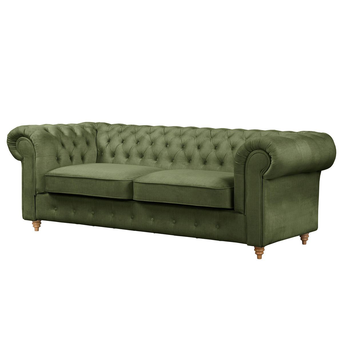 SCHLAFSOFA Laura in Mikrofaser Dunkelgrün  - Dunkelgrün/Braun, Design, Holz/Textil (218/74/91cm) - P & B