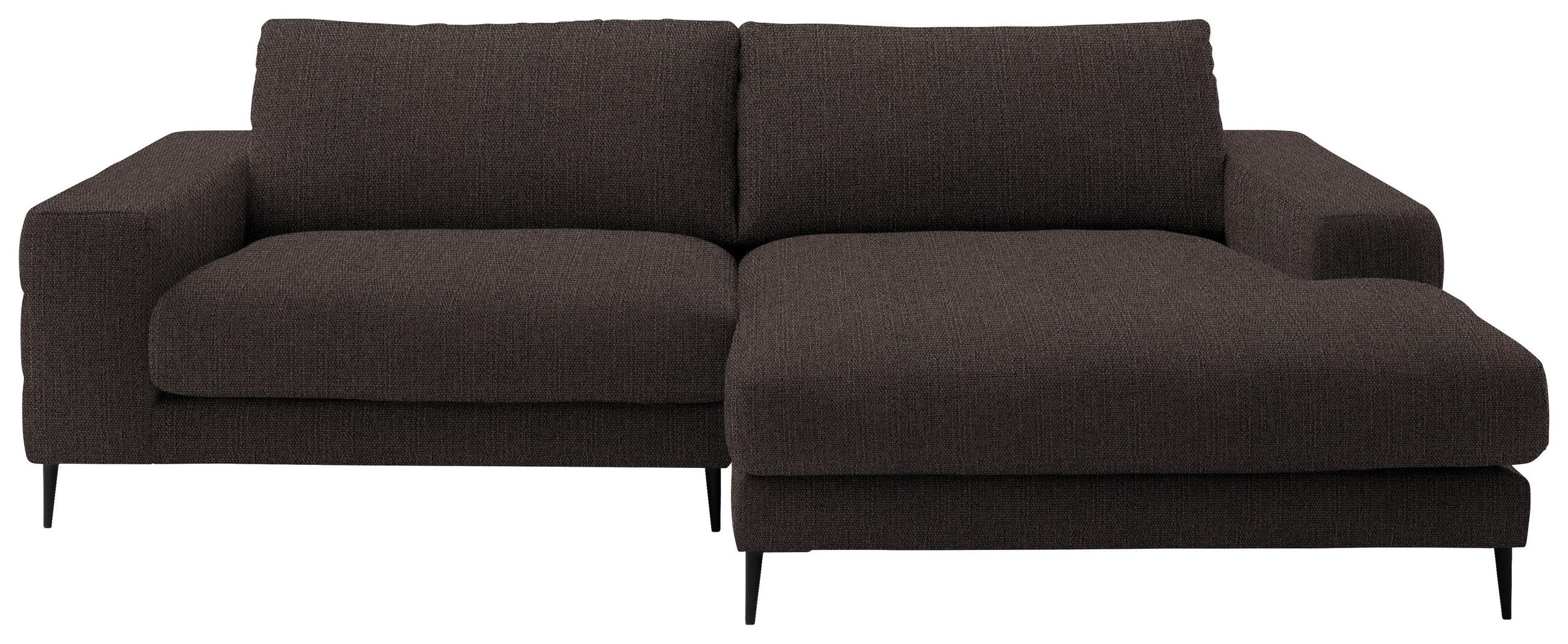 ECKSOFA in Flachgewebe Braun  - Schwarz/Braun, Design, Textil/Metall (253/177cm) - Dieter Knoll