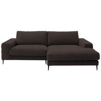 ECKSOFA in Flachgewebe Braun  253/177 cm  - Schwarz/Braun, Design, Textil/Metall (253/177cm) - Dieter Knoll