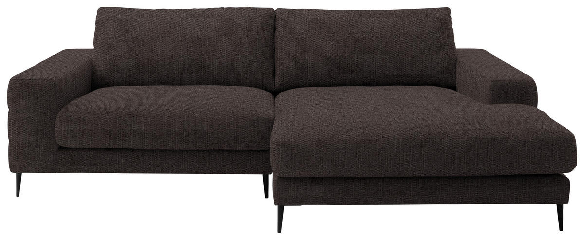ECKSOFA in Flachgewebe Braun  253/177 cm  - Schwarz/Braun, Design, Textil/Metall (253/177cm) - Dieter Knoll