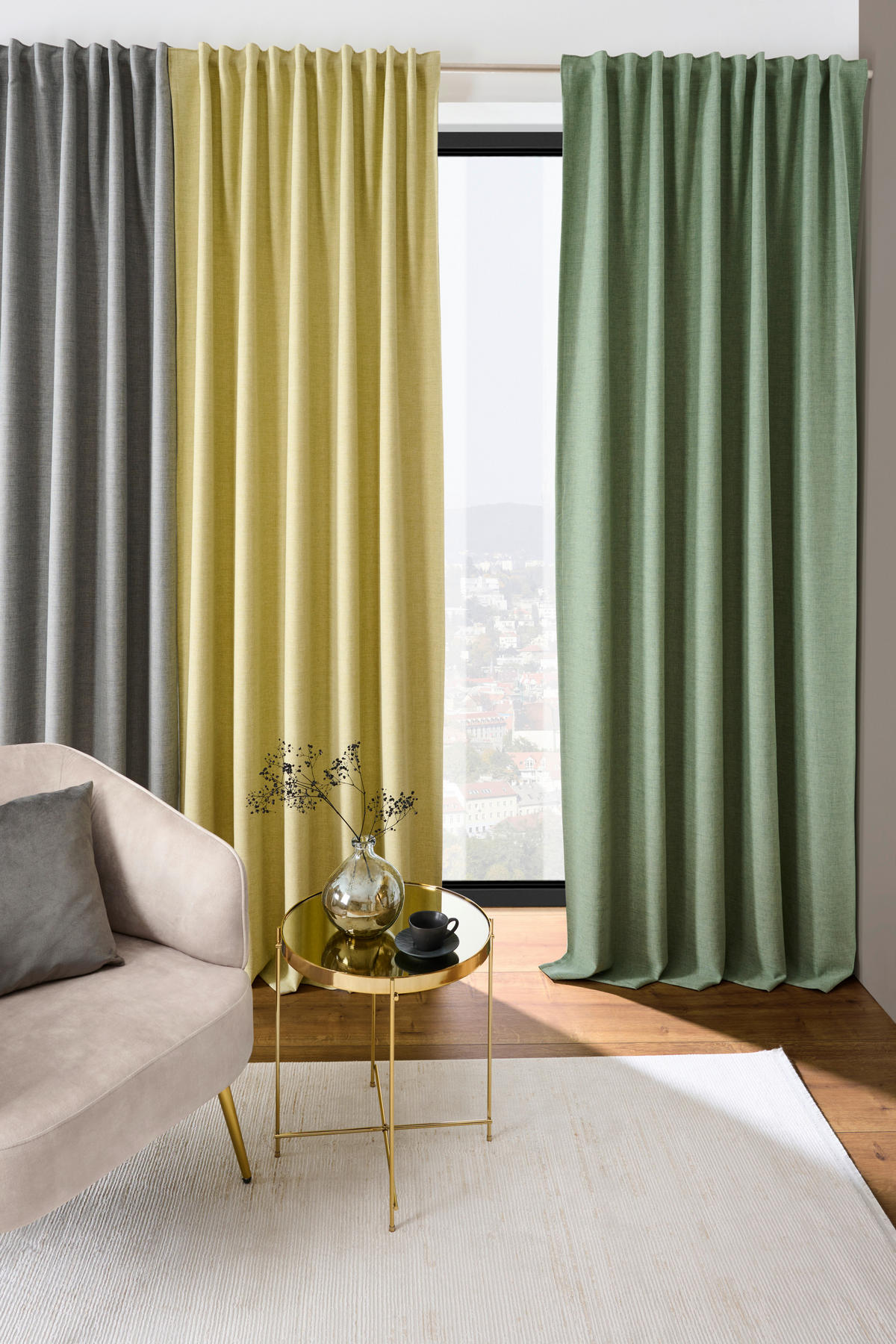 HOTOVÝ ZÁVĚS, neprůsvitné, 140/245 cm - zelená, Basics, textil (140/245cm) - Esposa
