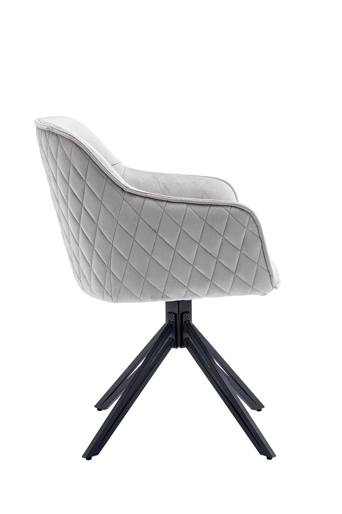 DREHSTUHL  in Samt Hellgrau  - Hellgrau/Schwarz, MODERN, Textil/Metall (59/83/60cm) - Livetastic
