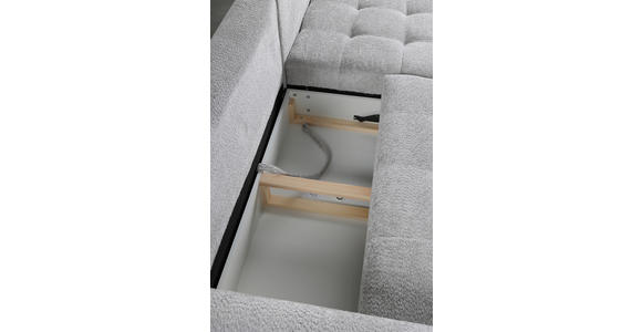 ECKSOFA in Chenille Hellgrau - Hellgrau/Schwarz, KONVENTIONELL, Holz/Textil (266/180cm) - Carryhome