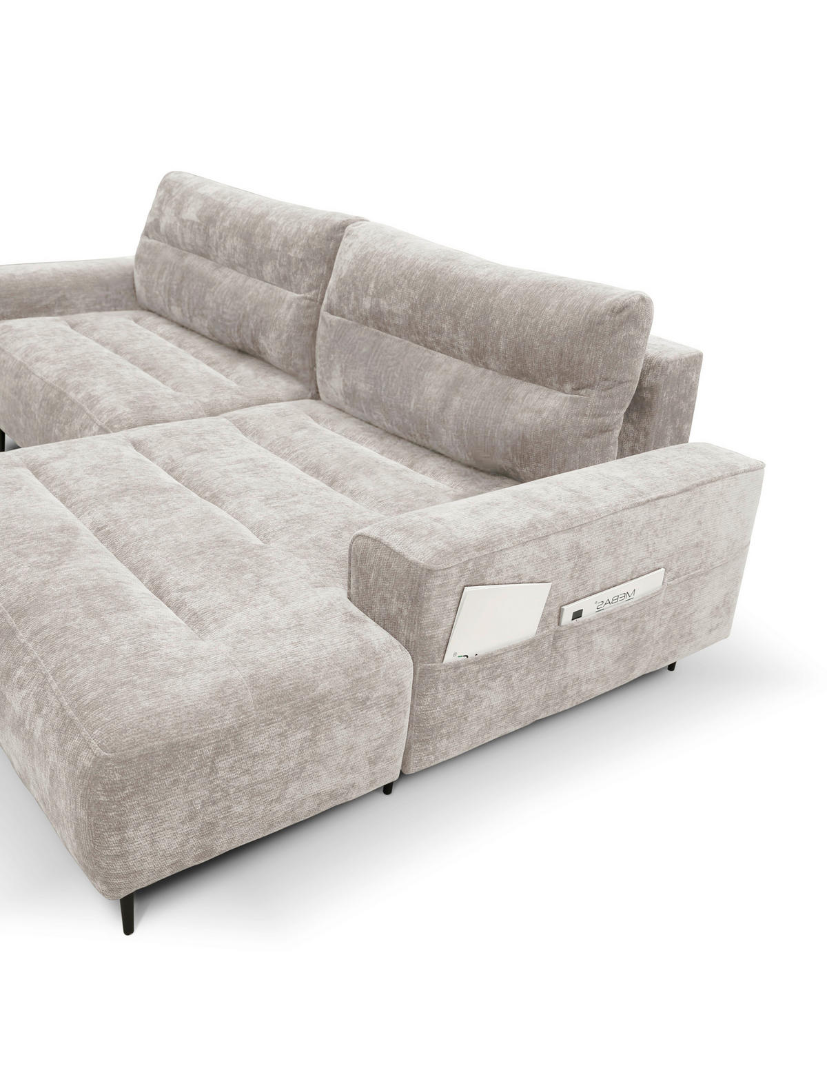 ECKSOFA Struktur Beige  - Beige/Schwarz, Design, Holz/Textil (260/160cm) - MID.YOU