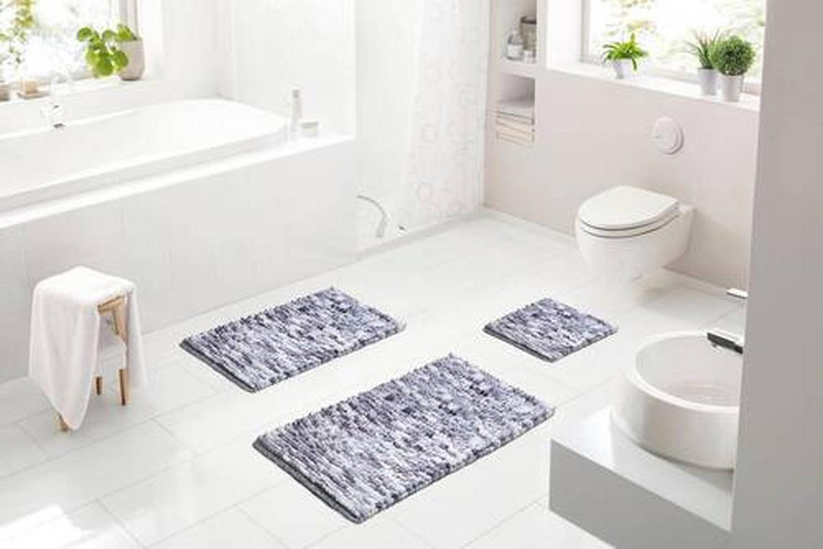 BADEMATTE Grau, Türkis 70/120 cm  - Türkis/Grau, KONVENTIONELL, Kunststoff/Textil (70/120cm) - Grund