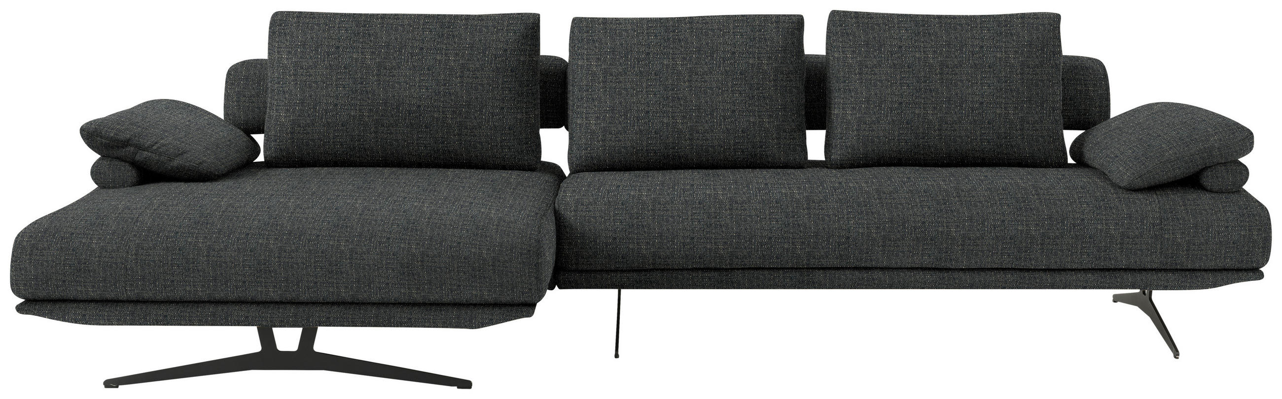 ECKSOFA  in Chenille Anthrazit  168/334 cm  - Anthrazit/Schwarz, Design, Textil/Metall (168/334cm) - Dieter Knoll