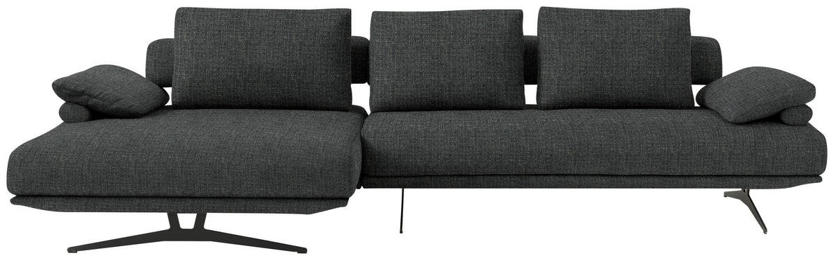 ECKSOFA  in Chenille Anthrazit  168/334 cm  - Anthrazit/Schwarz, Design, Textil/Metall (168/334cm) - Dieter Knoll