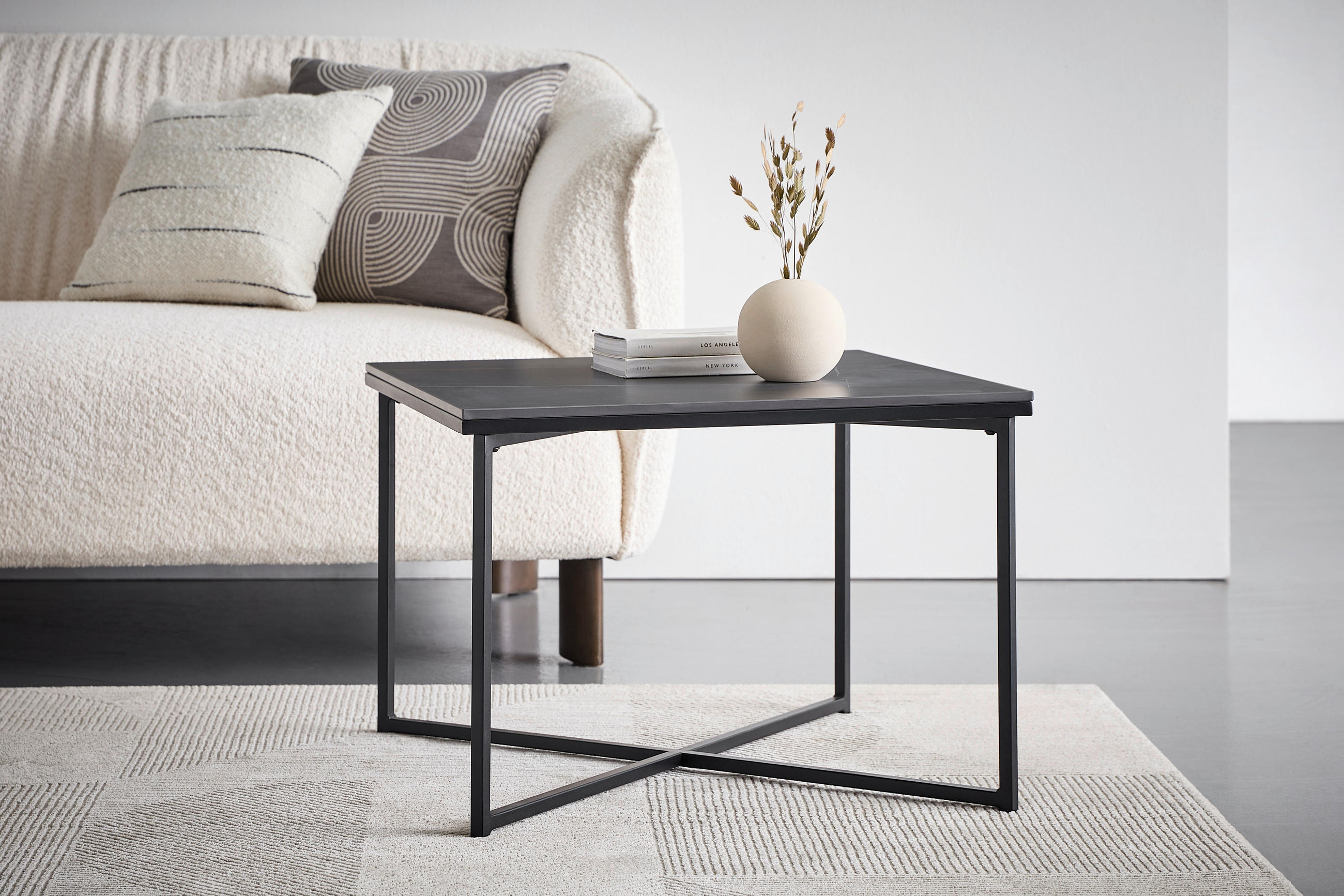 KONFERENČNÍ STOLEK, černá, kov, keramika, 60/43/60 cm - černá, Design, kov/keramika (60/43/60cm) - Livetastic