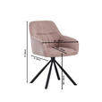ARMLEHNSTUHL  Stoffauswahl, Sitzfläche 360° drehbar, inklusive Armlehnen Cord  - Schwarz/Rosa, Design, Textil/Metall (56/83/62cm) - Carryhome
