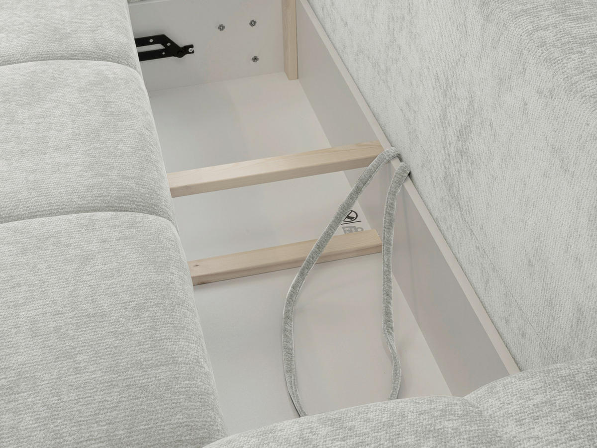 ECKSOFA  in Chenille Hellgrau  - Chromfarben/Hellgrau, KONVENTIONELL, Kunststoff/Textil (183/290cm) - Xora
