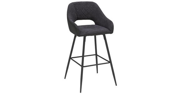 BARHOCKER in Metall, Textil Anthrazit, Schwarz - Anthrazit/Schwarz, Design, Textil/Metall (53/103/56cm) - Carryhome