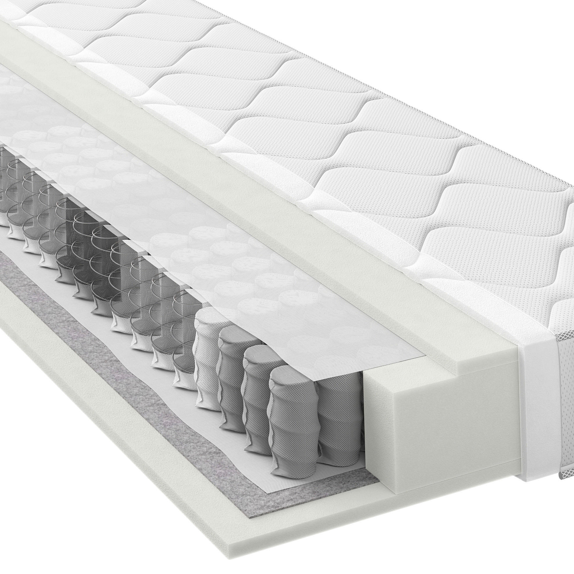 TASCHENFEDERKERNMATRATZE 90/200 cm Höhe ca. 19 cm  - Weiß, Basics, Textil (90/200cm) - Boxxx