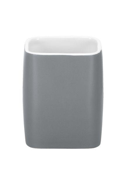 ZAHNPUTZBECHER Cubic  - Anthrazit, Basics, Keramik (7,6/9,5cm) - Kleine Wolke