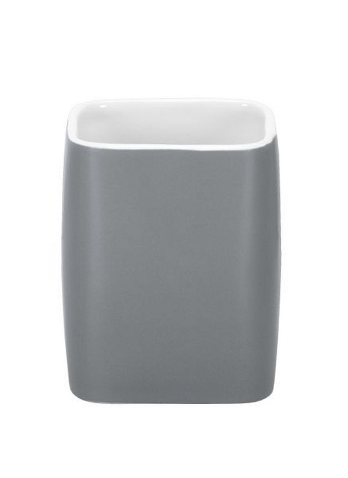 ZAHNPUTZBECHER Cubic  - Anthrazit, Basics, Keramik (7,6/9,5cm) - Kleine Wolke