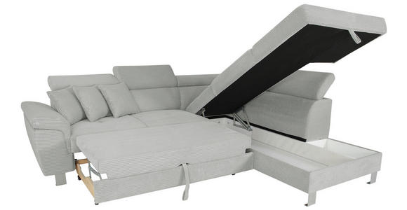 ECKSOFA in Cord Grau 257/226 cm - Silberfarben/Grau, Design, Textil/Metall (257/226cm) - Xora