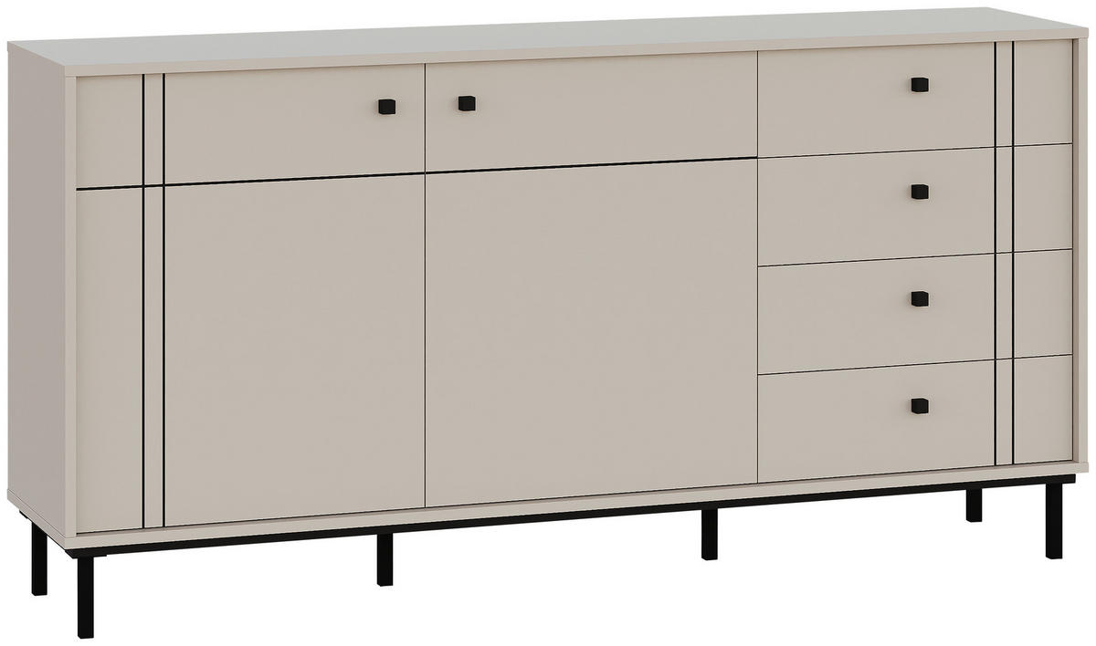 SIDEBOARD  in 160,2/81,8/37 cm  - Kaschmir/Schwarz, MODERN, Holzwerkstoff/Kunststoff (160,2/81,8/37cm) - Carryhome