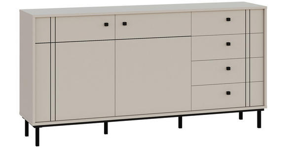 SIDEBOARD  in 160,2/81,8/37 cm  - Kaschmir/Schwarz, MODERN, Holzwerkstoff/Kunststoff (160,2/81,8/37cm) - Carryhome