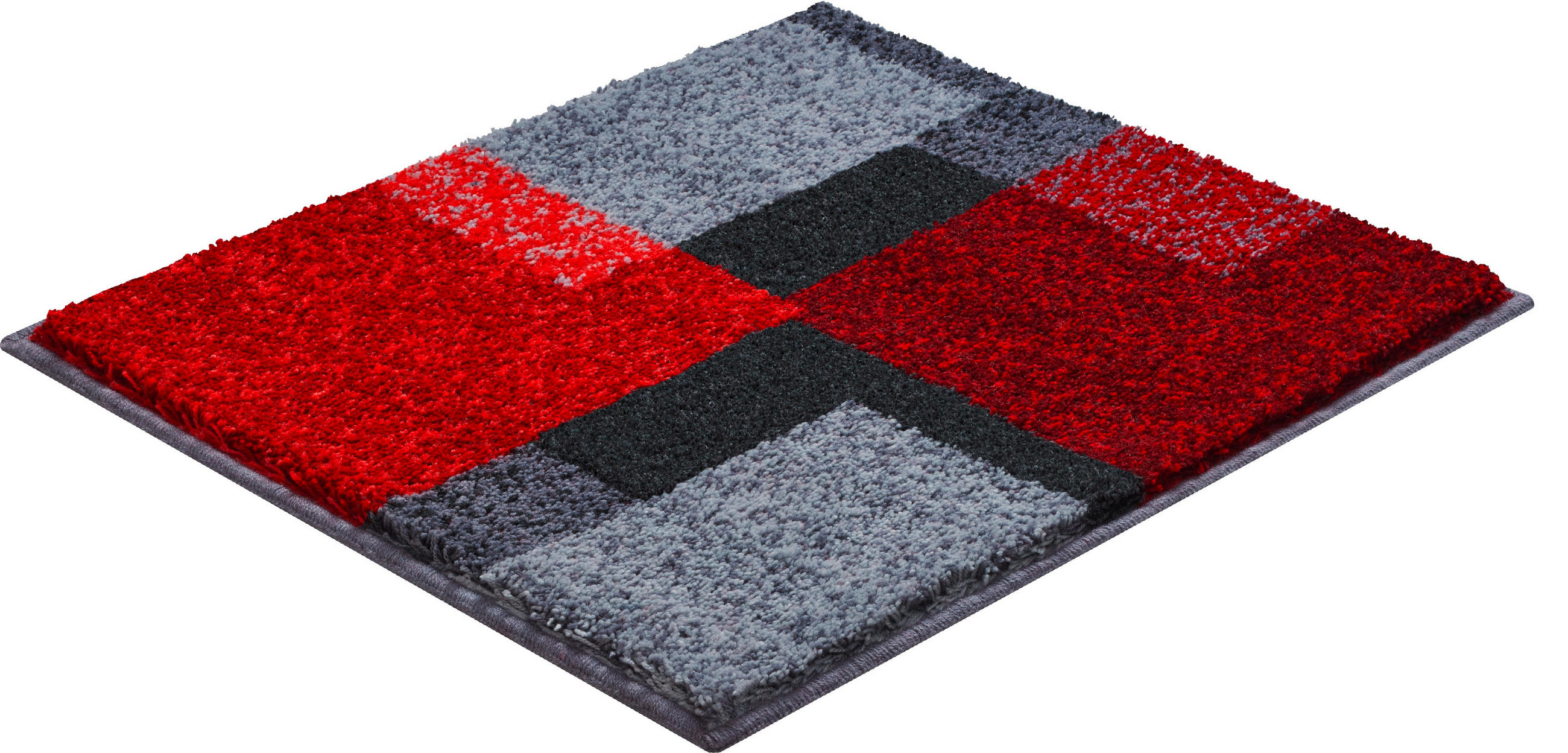 Thumbnail - Grund Bidet-Vorleger Atala, Grau, Rot, Schwarz, Textil, Karo, rechteckig, 50x60 cm, Oeko-Tex® Standard 100, Made in Euro...