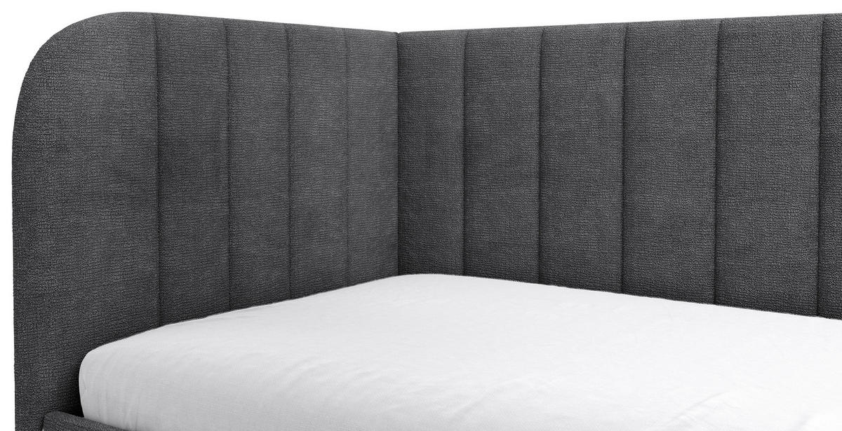 POLSTERBETT 90/200 cm,  in Dunkelgrau, Lattenrost, Bettkasten,  - Dunkelgrau/Schwarz, MODERN, Holz/Holzwerkstoff (90/200cm) - MID.YOU