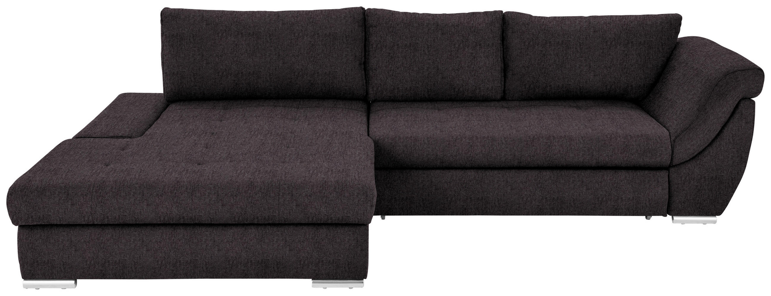 ECKSOFA Dunkelbraun Flachgewebe  - Dunkelbraun/Silberfarben, Design, Textil/Metall (174/306cm) - Carryhome