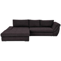 ECKSOFA in Flachgewebe Dunkelbraun  - Dunkelbraun/Silberfarben, Design, Textil/Metall (174/306cm) - MID.YOU