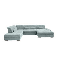 WOHNLANDSCHAFT Blau Chenille  - Chromfarben/Blau, Design, Textil/Metall (254/376/195cm) - Livetastic