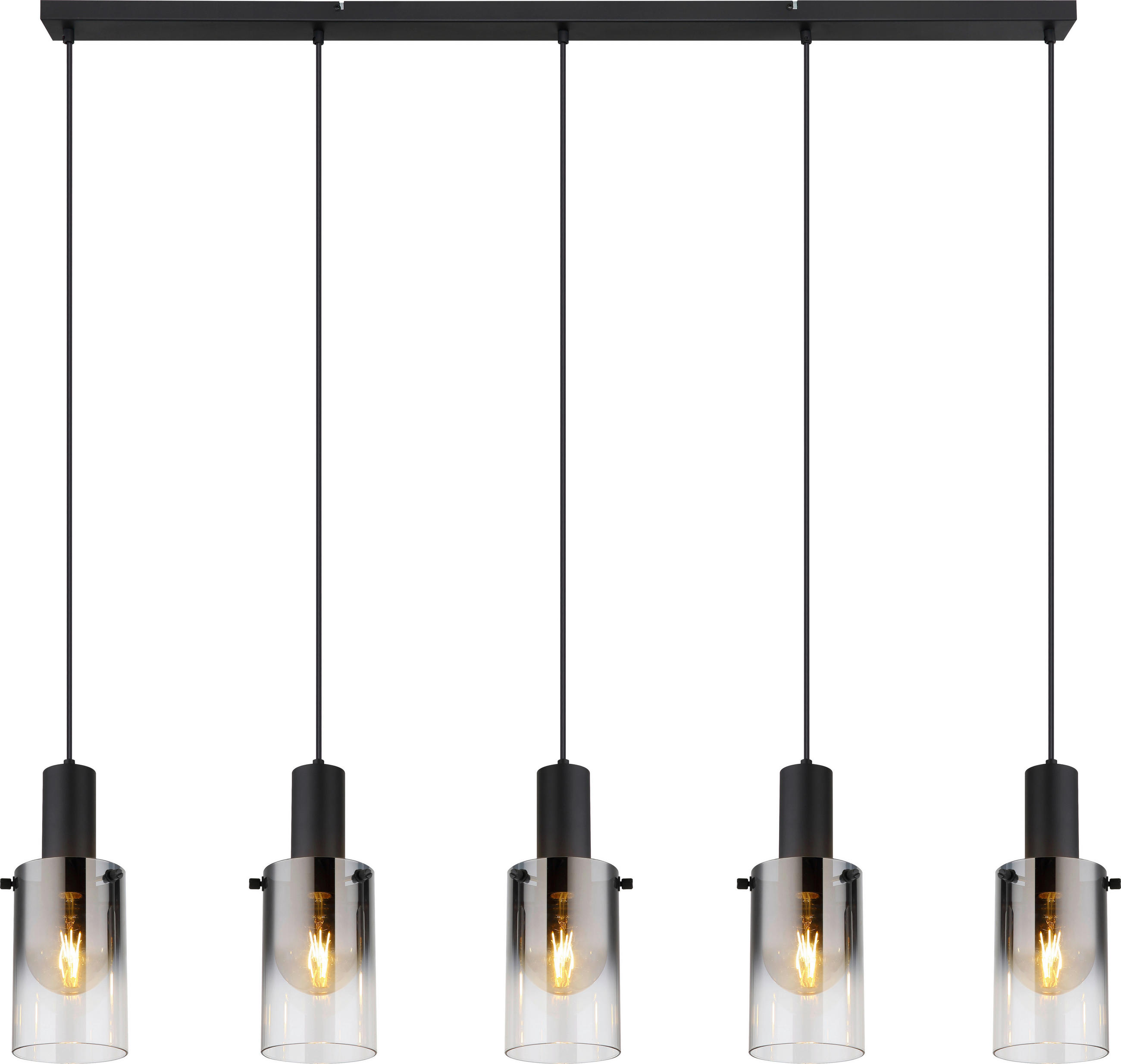 HÄNGELEUCHTE 120/12,5/150 cm   - Schwarz, Design, Glas/Kunststoff (120/12,5/150cm) - Novel