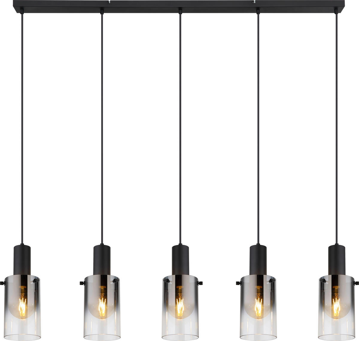 ZÁVĚSNÉ SVÍTIDLO, 120/12,5/150 cm  - černá, Design, kov/plast (120/12,5/150cm) - Novel