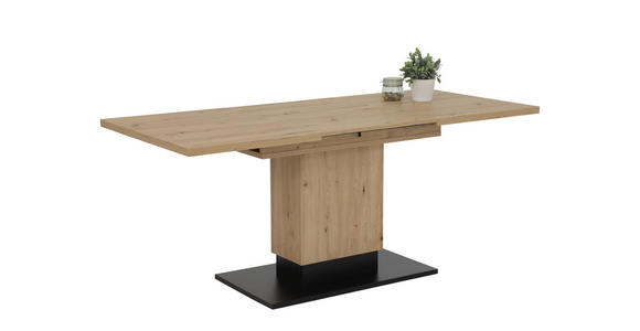 ESSTISCH Schwarz, Eiche Artisan rechteckig ausziehbar - Schwarz/Eiche Artisan, KONVENTIONELL, Holzwerkstoff (120-180/80/76cm) - Carryhome