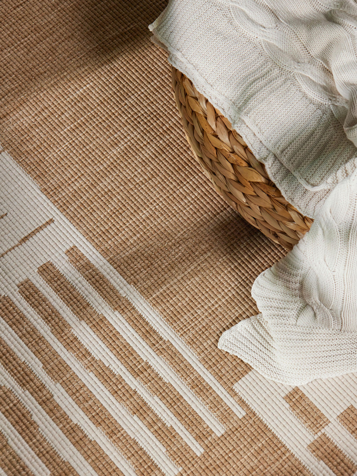 FLACHWEBETEPPICH 160/230 cm Haringey Weiß, Sandfarben  - Sandfarben/Weiß, Design, Kunststoff (160/230cm)