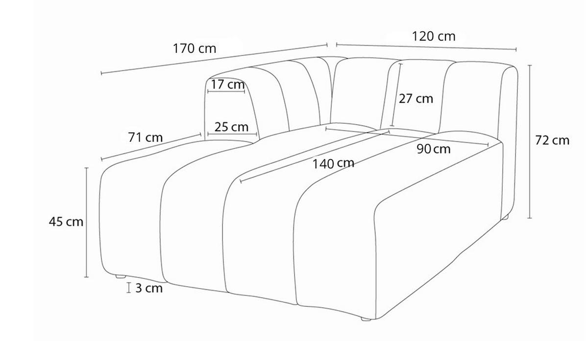 SOFAELEMENT ANNECY Bouclé Weiß  - Schwarz/Weiß, MODERN, Kunststoff/Textil (120/72/170cm)