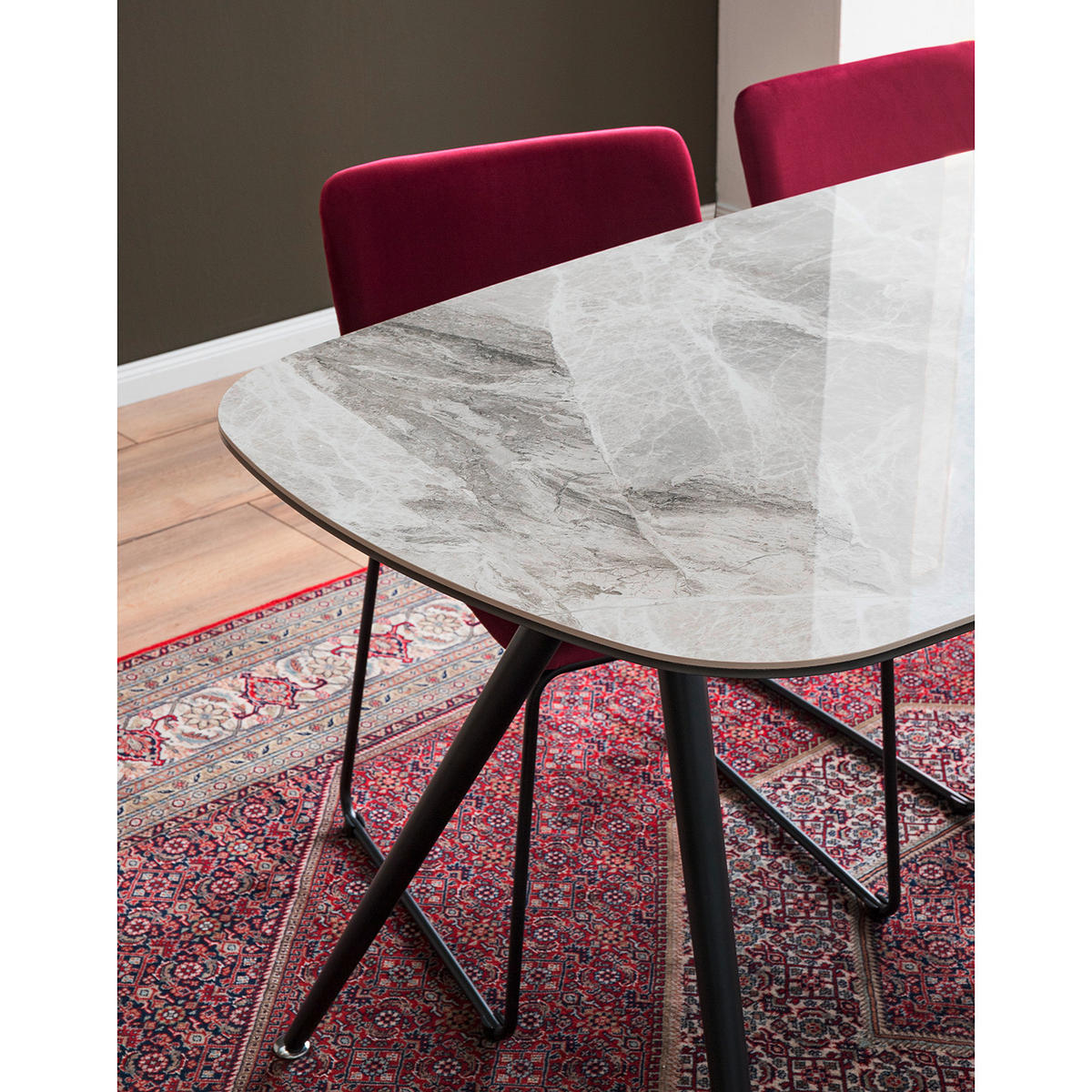 MATBORD i metall, glas, keramik 175/85/75 cm   - svart/grå, Modern, metall/glas (175/85/75cm) - Novel