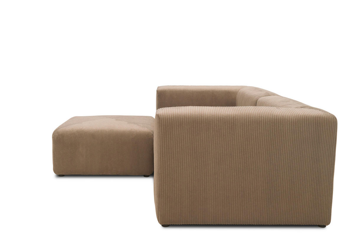ECKSOFA in Cord, Mikrofaser Schlammfarben   - Schlammfarben/Schwarz, Design, Kunststoff/Textil (216/69/193cm) - MID.YOU
