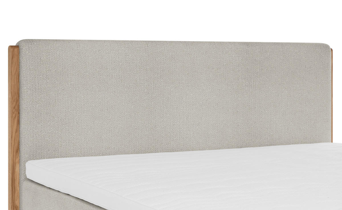BOXSPRINGBETT 160/200 cm,  in Greige, Matratze, Topper, H5 + H5 = hart  - Greige/Eichefarben, KONVENTIONELL, Holz/Textil (160/200cm) - Welnova