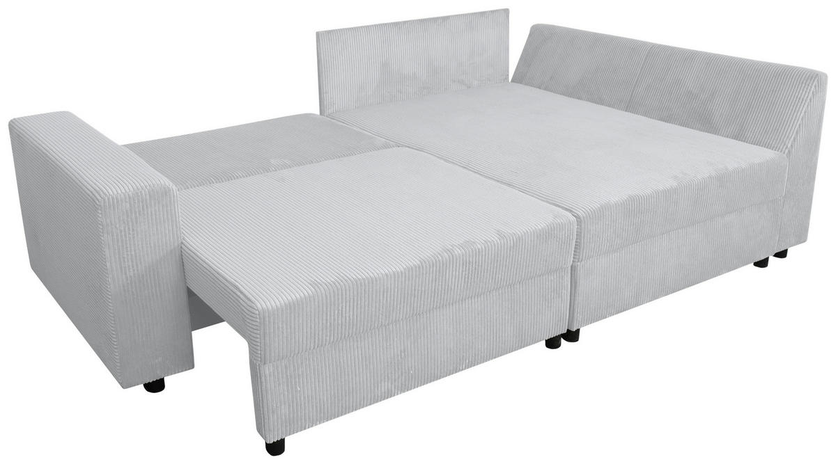 ECKSOFA Grau Cord  - Schwarz/Grau, KONVENTIONELL, Kunststoff/Textil (245/153cm) - Carryhome