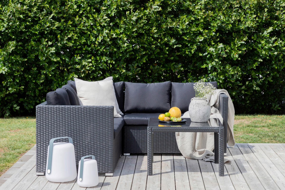 LOUNGEGRUPP  - svart, Klassisk, glas/textil - Gardenson