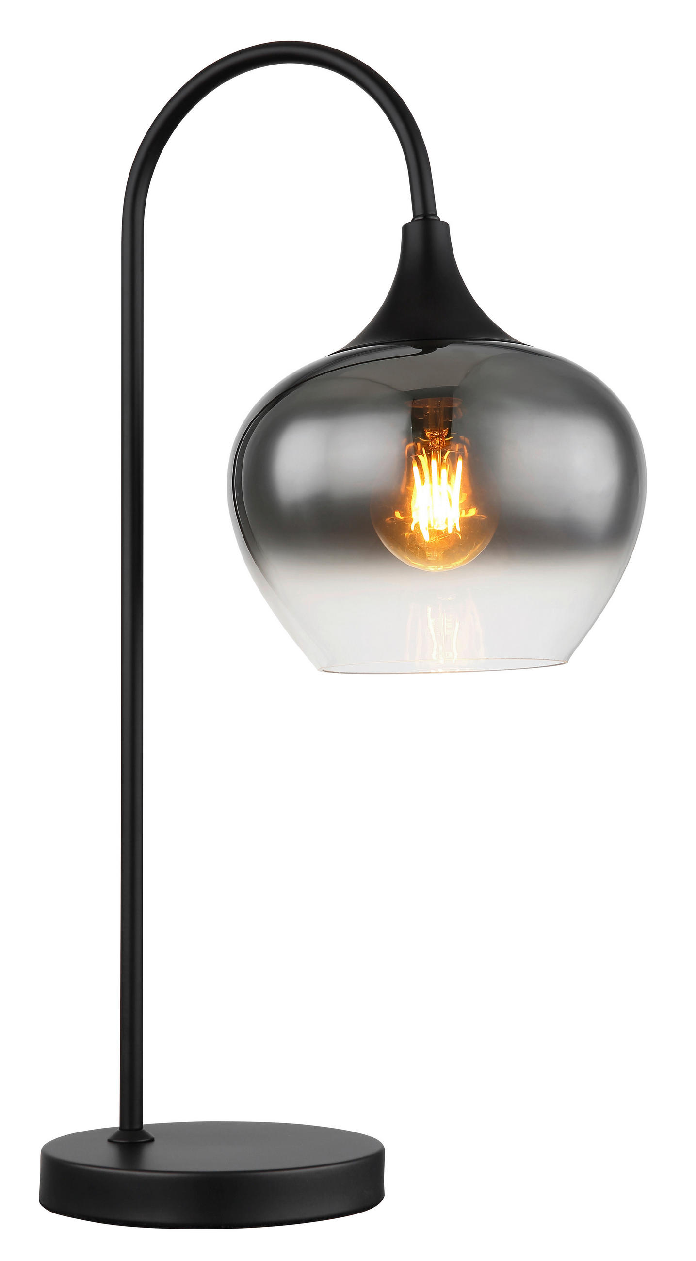 TISCHLEUCHTE 27,5/18/54 cm   - Schwarz, Design, Glas/Metall (27,5/18/54cm) - Globo