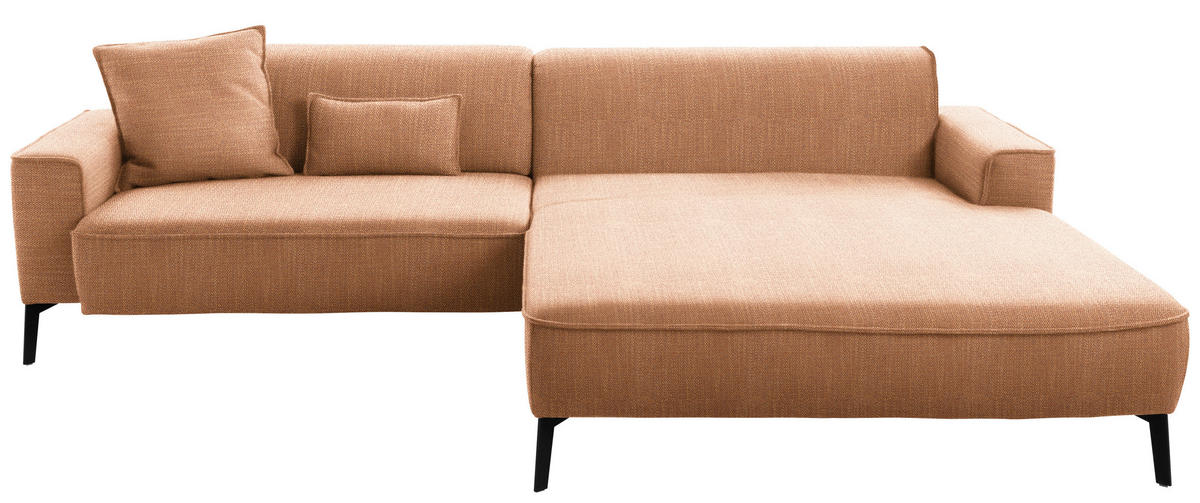 ECKSOFA in Flachgewebe Rostfarben  - Rostfarben/Schwarz, Design, Textil/Metall (285/190cm) - Johann Jakob