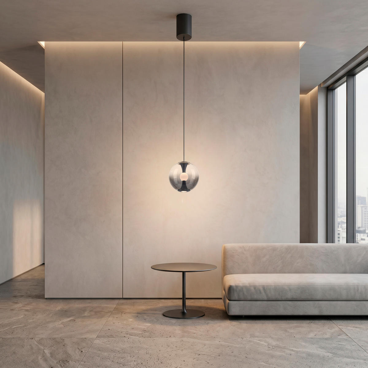 LED-PENDELLEUCHTE PURE Glow 20/80-200 cm   - Grau, MODERN, Glas/Kunststoff (20/80-200cm) - Neuhaus PURE