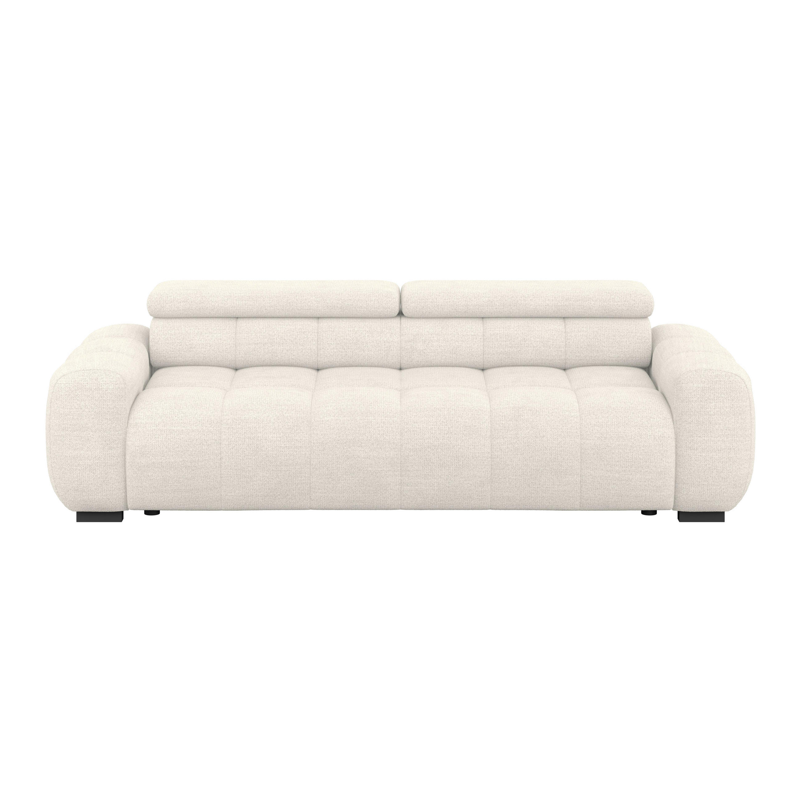 BIGSOFA inkl. mot. Funktion Webstoff Greige  - Greige/Schwarz, Design, Kunststoff/Textil (248/77-97/108cm) - Welnova