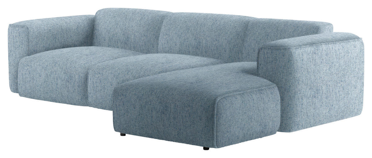 ECKSOFA Blau Webstoff Rücken echt  - Blau/Schwarz, Design, Kunststoff/Textil (290/171cm) - home24