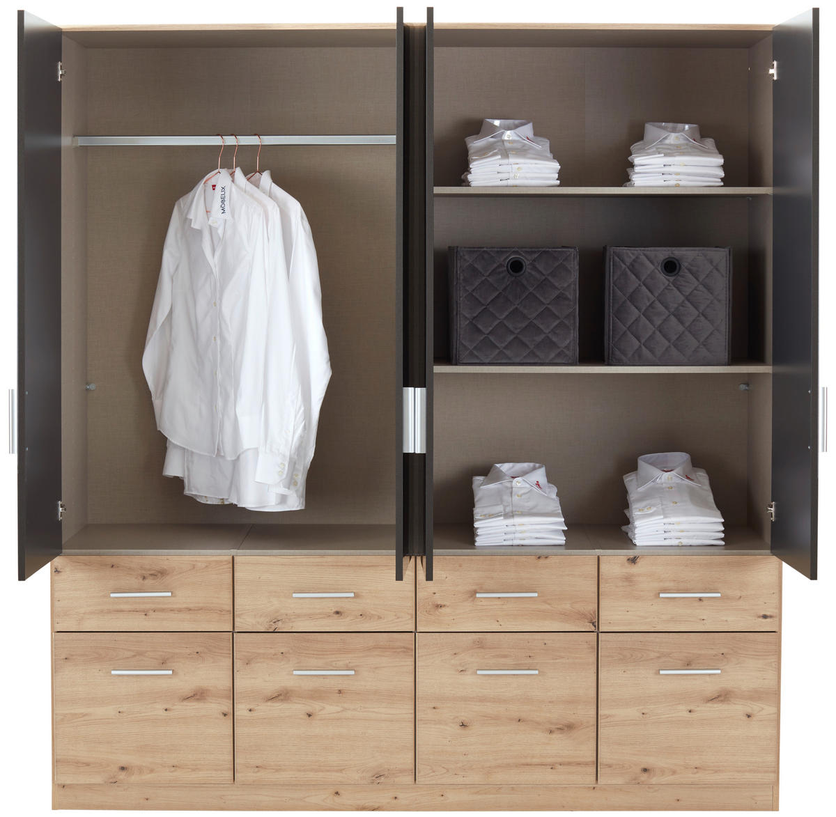 KLEIDERSCHRANK in Dunkelgrau, Eiche Artisan  - Dunkelgrau/Silberfarben, Design, Holzwerkstoff/Kunststoff (181/197/54cm) - Carryhome