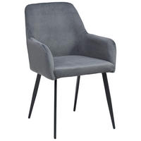 STOLIČKA S PODRÚČKAMI, železo, tkaná textília, sivá, čierna - čierna/sivá, Lifestyle, kov/textil (56/87/60cm) - MID.YOU