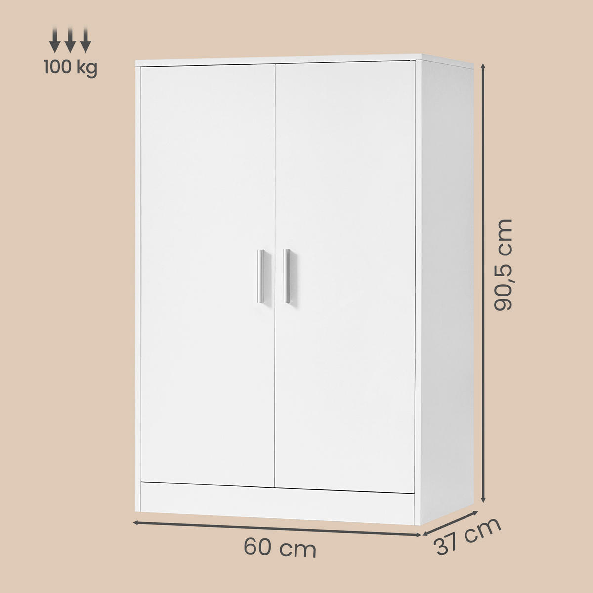 SCHUHSCHRANK Weiß  - Silberfarben/Weiß, Trend, Holzwerkstoff/Kunststoff (60/90,5/37cm) - Boxxx