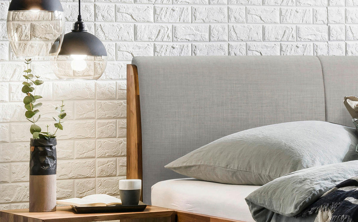 BETT 160/200 cm  in Anthrazit, Nussbaumfarben  - Anthrazit/Nussbaumfarben, Natur, Holz/Metall (160/200cm) - Hasena
