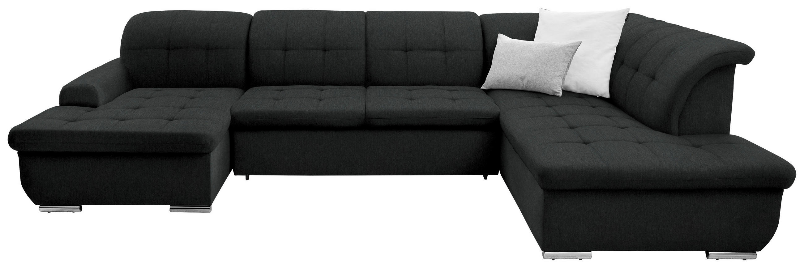 WOHNLANDSCHAFT inkl. Funktion Schwarz Flachgewebe  - Silberfarben/Schwarz, Design, Textil/Metall (145/342/208cm) - Cantus