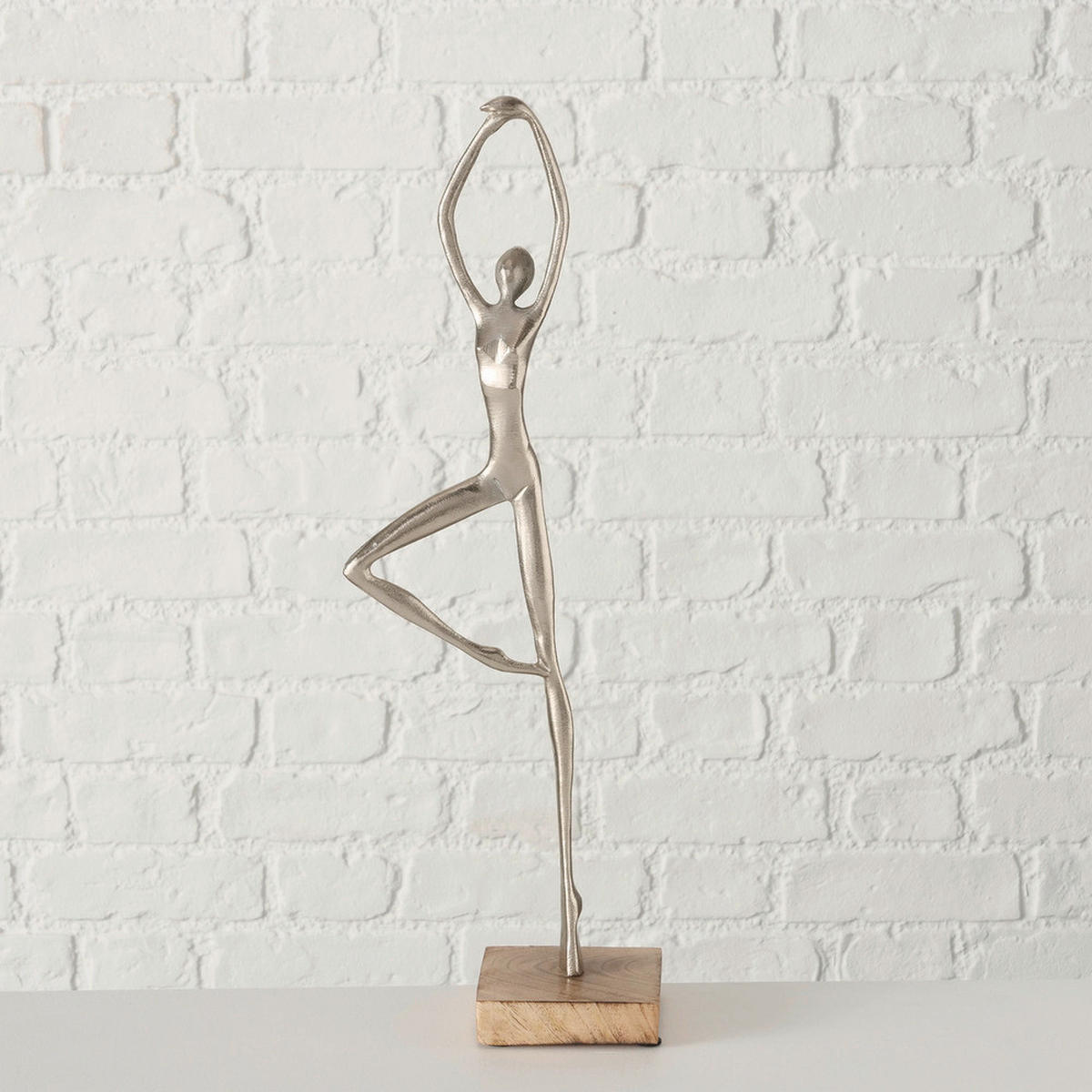 SKULPTUR - silver/naturfärgad, Basics, metall/trä (10/10/52cm)