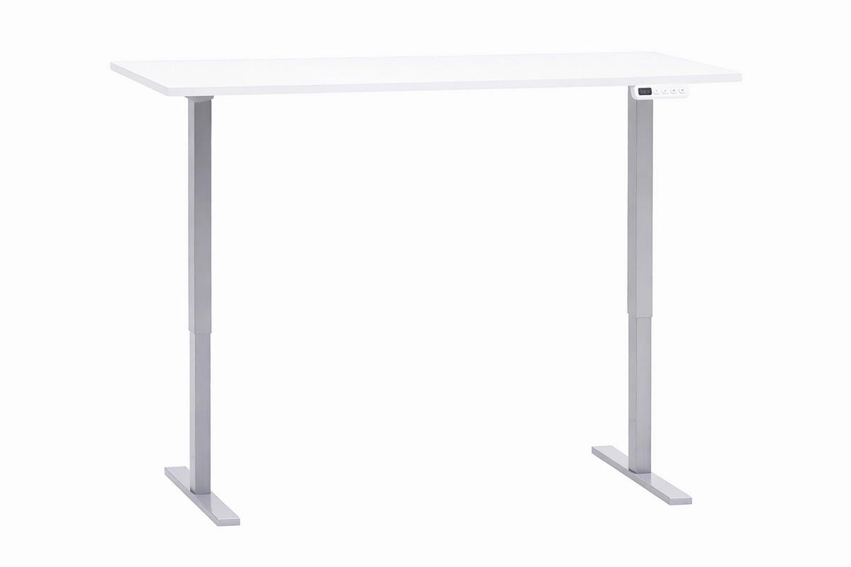 SCHREIBTISCH 138/60/72,7-117,2 cm Weiß elektrisch höhenverstellbar  - Alufarben/Weiß, MODERN, Holzwerkstoff/Metall (138/60/72,7-117,2cm) - MID.YOU