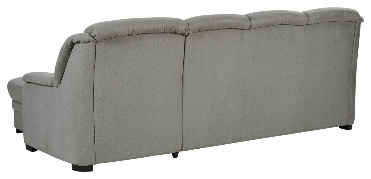 ECKSOFA in Mikrofaser Hellgrau  257/162 cm  - Hellgrau/Schwarz, Basics, Kunststoff/Textil (257/162cm) - MID.YOU