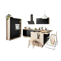 ECKKÜCHE  in Schwarz, Weiß  - Tannenholzfarben/Schwarz, Design, Holzwerkstoff/Metall (150/280/121,6cm) - Xora